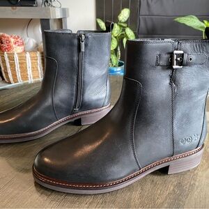 Lucky Brand Black Leather Combat Moto Boots